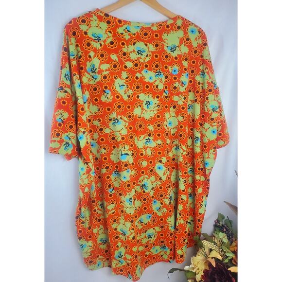 Nwot LulaRoe XL Irma Top Orange Shirt Relaxed Hi Low Tunic Geometric Womens Size - Picture 7 of 7